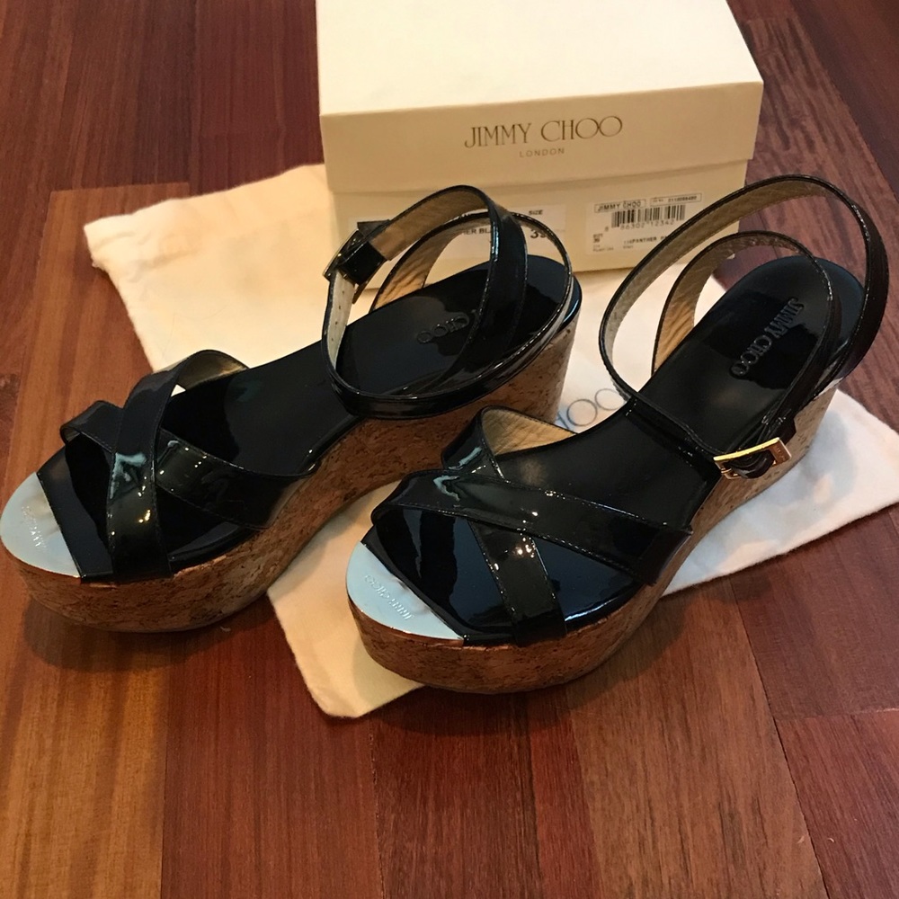 Jimmy Choo Black Patent “Panther” sz 39